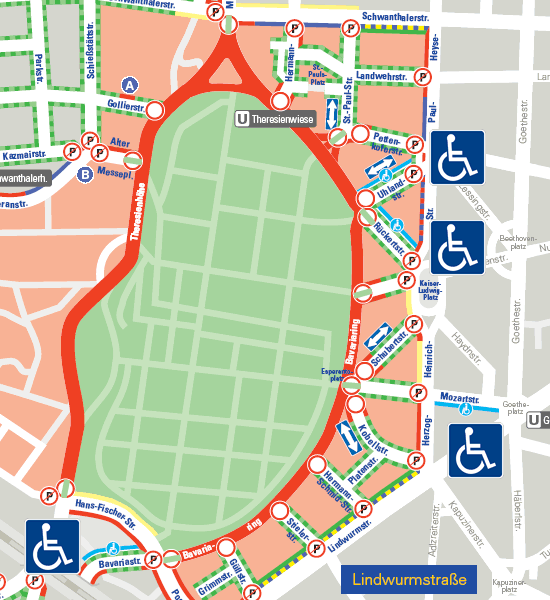 Übersichtsplan der kostenlosen Behindertenparkplätze