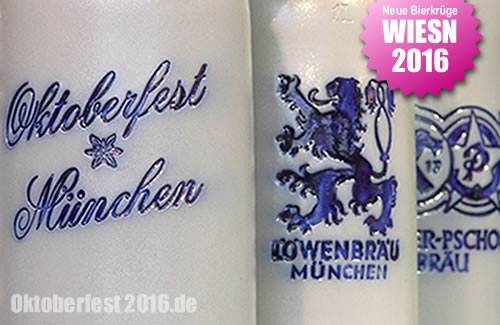 Bierkrüge vom Oktoberfest - Offizieller Oktoberfestkrug und Wiesnkrug aus München