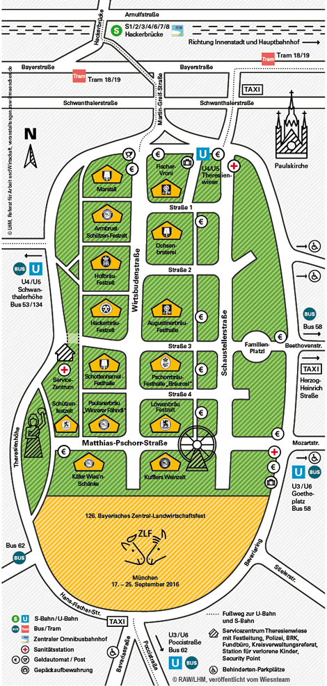 Lageplan - Offizieller Wiesnplan der Stadt zum Oktoberfest München (RAW)