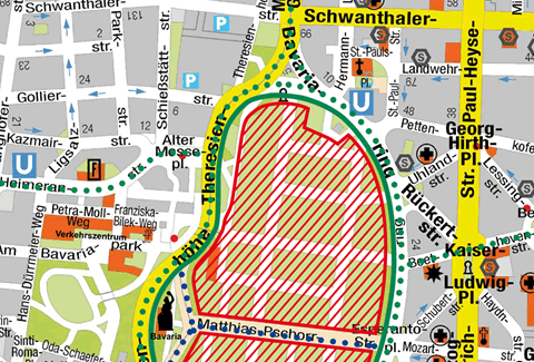Wiesnaufbau - Theresienwiese München - Oktoberfest Plan vergrössern und ausdrucken